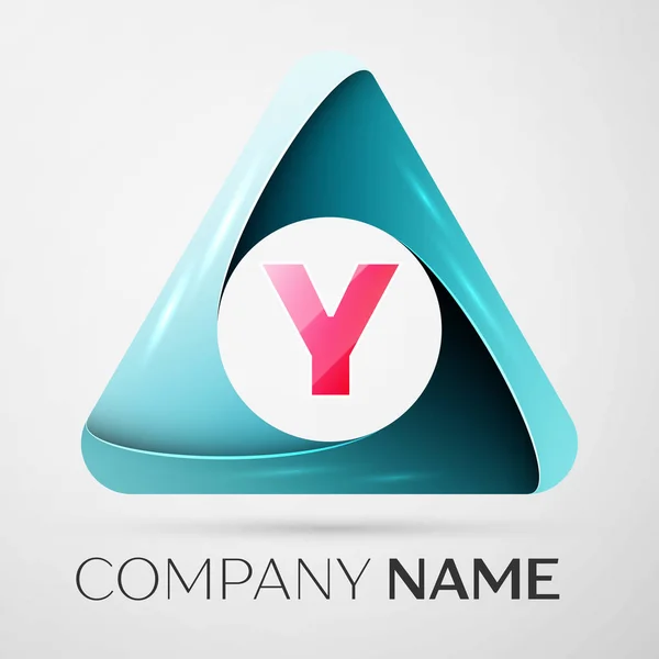 Letter Y vector logo symbol in the colorful triangle on grey background. Vector template for your design — Stock Vector