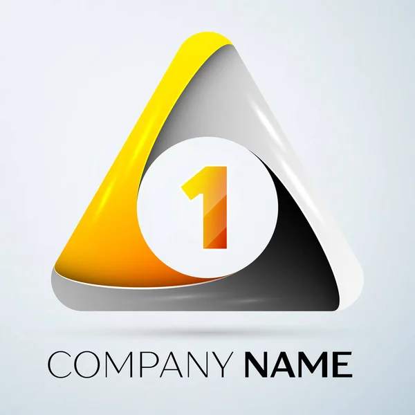 Numero uno simbolo del logo vettoriale nel triangolo colorato su sfondo grigio. Modello vettoriale per il tuo design — Vettoriale Stock