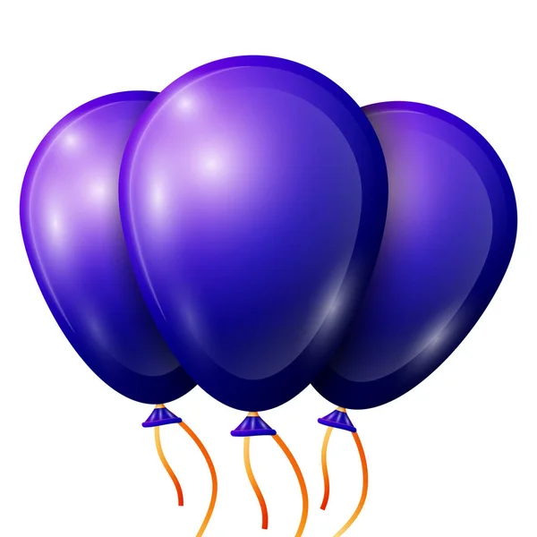 Realistiska blå ballonger med menyfliksområdet isolerad på vit bakgrund. Vektorillustration av glänsande färggranna glansiga ballonger — Stock vektor