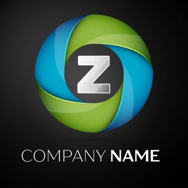 Z harfi vektör logo sembol siyah arka plan üzerinde renkli daire içinde. Tasarımınız için vektör şablonu