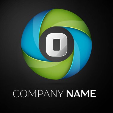 O harfi vektör logo sembol siyah arka plan üzerinde renkli daire içinde. Tasarımınız için vektör şablonu