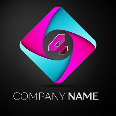 Dört numaralı vektör logo simge renkli rhombus. Tasarımınız için vektör şablonu