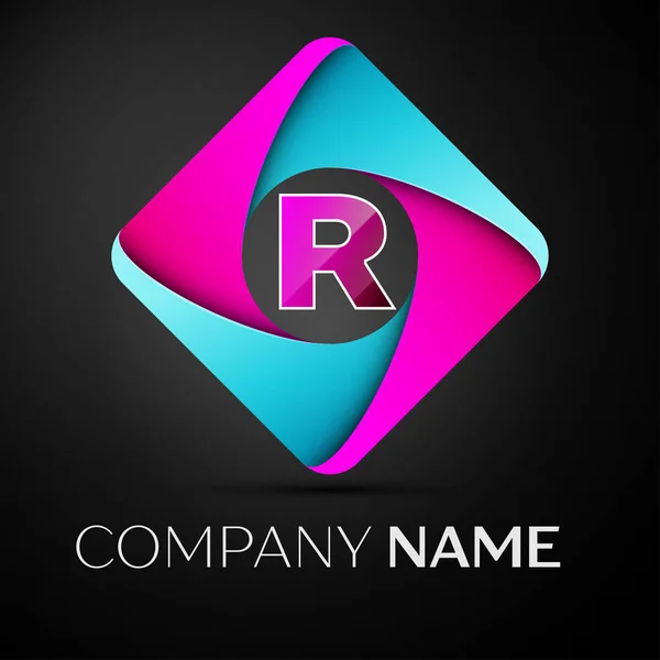 Letter R vector logo symbol in the colorful rhombus. Vector template for your design — Stock Vector