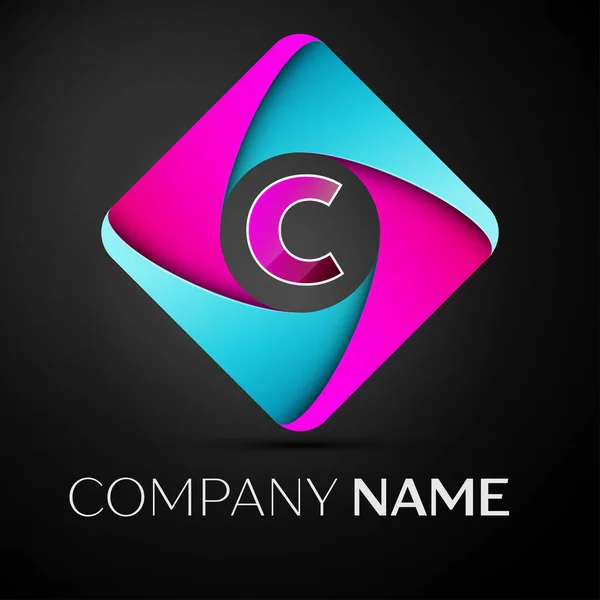 Letter C vector logo symbool in het kleurrijke rhombus. Vector sjabloon voor uw ontwerp — Stockvector