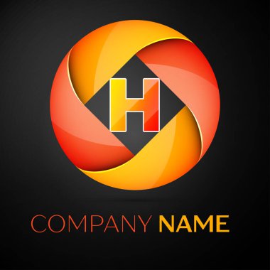 H harfi vektör logo sembol siyah arka plan üzerinde renkli daire içinde. Tasarımınız için vektör şablonu