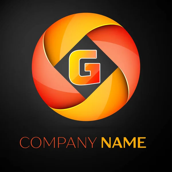 Carta G símbolo do logotipo do vetor no círculo colorido no fundo preto. Modelo de vetor para o seu projeto — Vetor de Stock