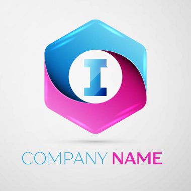 Logo simge renkli gri arka plan üzerine altıgen vektör mektup. Tasarımınız için vektör şablonu