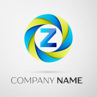 Z harfi vektör logo sembol gri arka plan üzerinde renkli daire içinde. Tasarımınız için vektör şablonu