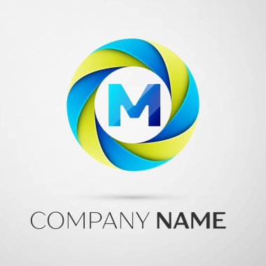 A harfi vektör logo sembol gri arka plan üzerinde renkli daire içinde. Tasarımınız için vektör şablonu