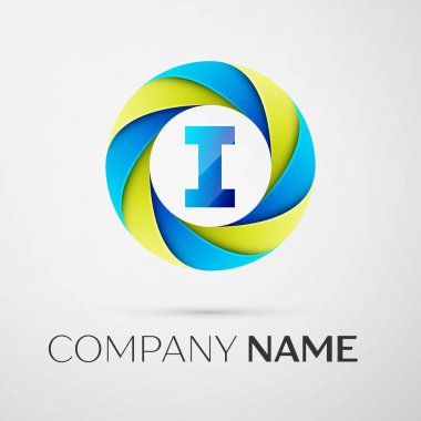 Gri arka plan üzerinde renkli daire içinde logo simge vektör mektup. Tasarımınız için vektör şablonu