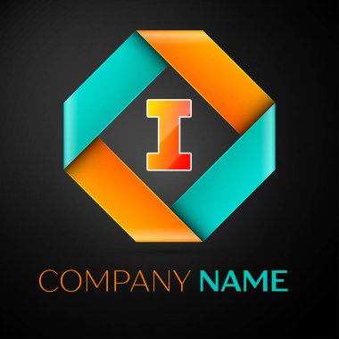 Siyah arka plan üzerinde renkli rhombus logo simge vektör mektup. Tasarımınız için vektör şablonu