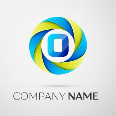 O harfi vektör logo sembol gri arka plan üzerinde renkli daire içinde. Tasarımınız için vektör şablonu