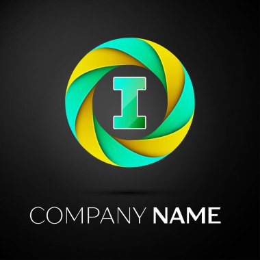 Siyah arka plan üzerinde renkli daire logo simge vektör mektup. Tasarımınız için vektör şablonu