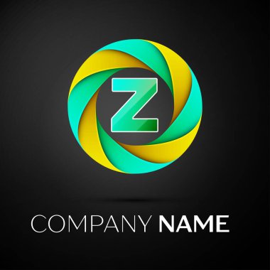 Z harfi vektör logo sembol siyah arka plan üzerinde renkli daire içinde. Tasarımınız için vektör şablonu