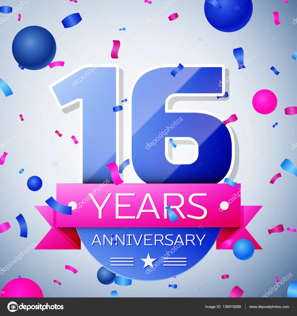 Happy 16th Work Anniversary Celebrating 16Th Anniversary Vector Art Stock Images | Depositphotos