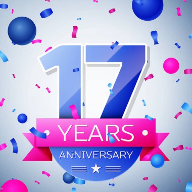 On yedi yıl yıldönümü kutlamaları gri arka plan üzerinde. Yıldönümü şerit