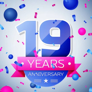 On dokuz yıl yıldönümü kutlamaları gri arka plan üzerinde. Yıldönümü şerit