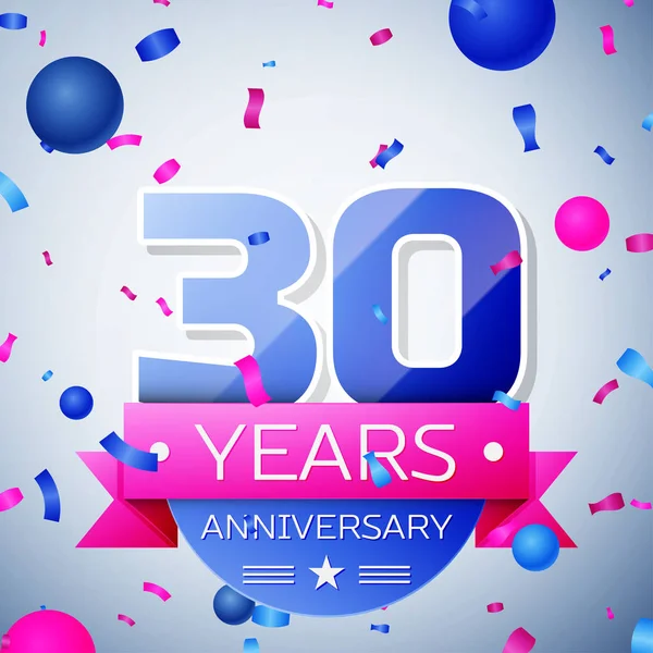 Otuz yıl yıldönümü kutlamaları gri arka plan üzerinde. Yıldönümü şerit