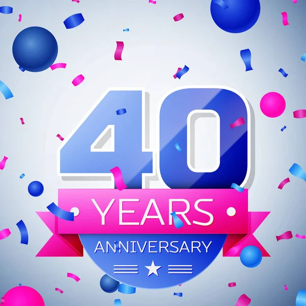 Kırk yıl yıldönümü kutlamaları gri arka plan üzerinde. Yıldönümü şerit