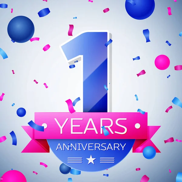 Gri arka plan üzerinde bir yıl yıldönümü kutlamaları. Yıldönümü şerit