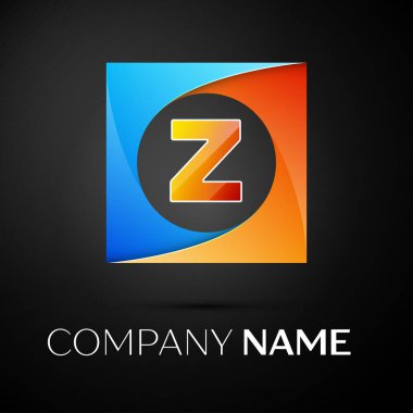 Z harfi vektör logo sembol siyah arka plan üzerinde renkli meydanında. Tasarımınız için vektör şablonu