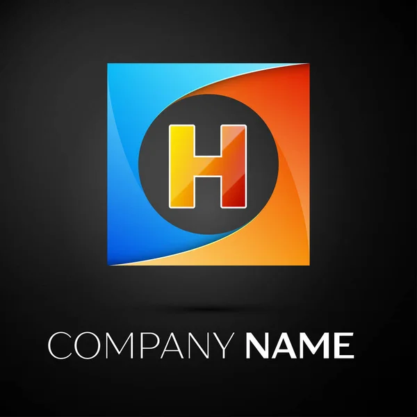 Letra símbolo do logotipo do vetor H no quadrado colorido no fundo preto. Modelo de vetor para o seu projeto — Vetor de Stock