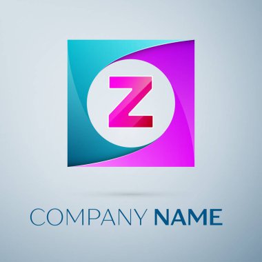 Z harfi vektör logo sembol gri arka plan üzerinde renkli meydanında. Tasarımınız için vektör şablonu