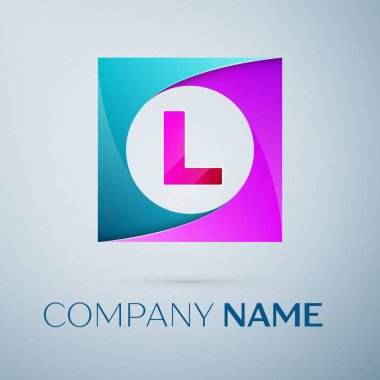 Mektup L Lvector logo sembol gri arka plan üzerinde renkli meydanında. Tasarımınız için vektör şablonu
