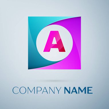 A harfi vektör logo sembol gri arka plan üzerinde renkli meydanında. Tasarımınız için vektör şablonu