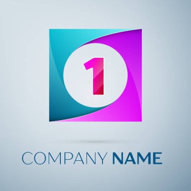 Bir numaralı vektör logo sembol gri arka plan üzerinde renkli meydanında. Tasarımınız için vektör şablonu