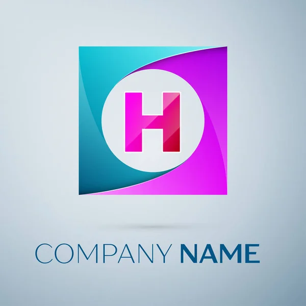 Letter H vector logo symbol in the colorful square on grey background. Vector template for your design — Stock Vector
