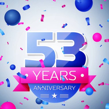 Elli üç yıl yıldönümü kutlamaları gri arka plan üzerinde. Yıldönümü şerit