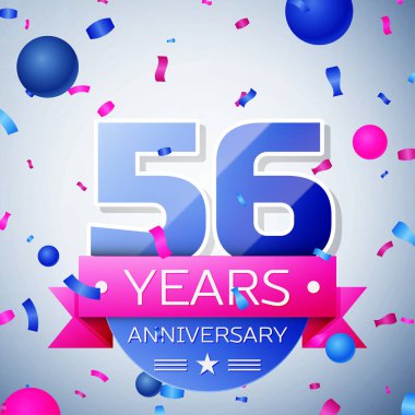 Elli altı yıl yıldönümü kutlamaları gri arka plan üzerinde. Yıldönümü şerit