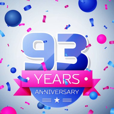 Doksan üç yıl yıldönümü kutlamaları gri arka plan üzerinde. Yıldönümü şerit