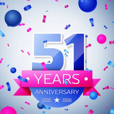 Elli bir yıl yıldönümü kutlamaları gri arka plan üzerinde. Yıldönümü şerit