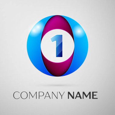 Bir numaralı vektör logo sembol gri arka plan üzerinde renkli daire içinde. Tasarımınız için vektör şablonu