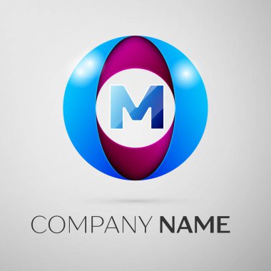 A harfi vektör logo sembol gri arka plan üzerinde renkli daire içinde. Tasarımınız için vektör şablonu