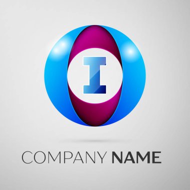 Gri arka plan üzerinde renkli daire içinde logo simge vektör mektup. Tasarımınız için vektör şablonu