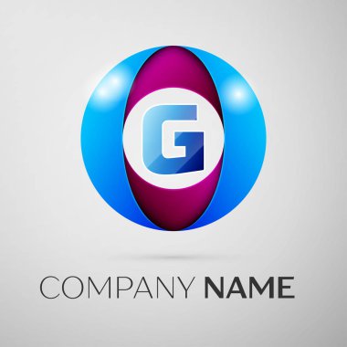 G harfi vektör logo sembol gri arka plan üzerinde renkli daire içinde. Tasarımınız için vektör şablonu