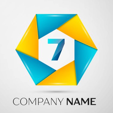 Yedi numaralı vektör logo sembol gri arka plan üzerinde renkli daire içinde. Tasarımınız için vektör şablonu