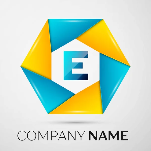 Litera E symbol wektor logo w kolorowe koła na szarym tle. Wektor szablon dla Twojego projektu — Wektor stockowy