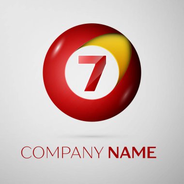 Yedi numaralı vektör logo sembol gri arka plan üzerinde renkli daire içinde. Tasarımınız için vektör şablonu