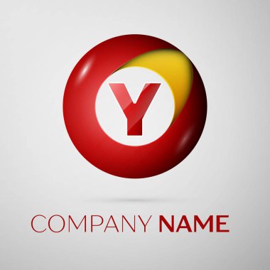 Y harfi vektör logo sembol gri arka plan üzerinde renkli daire içinde. Tasarımınız için vektör şablonu
