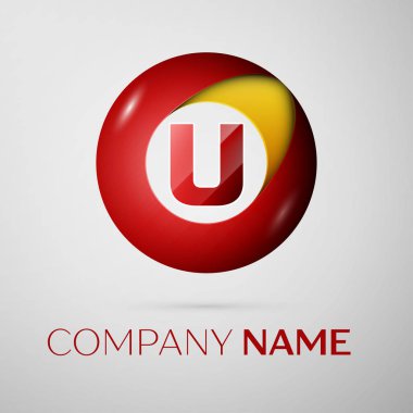 U harfi vektör logo sembol gri arka plan üzerinde renkli daire içinde. Tasarımınız için vektör şablonu