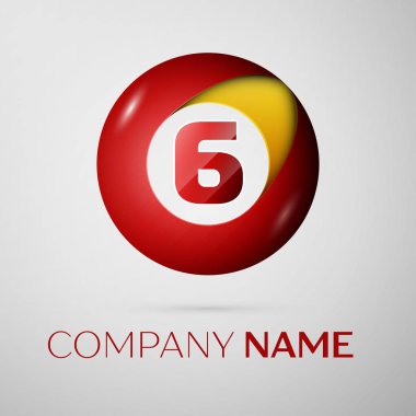 Altı numaralı vektör logo sembol gri arka plan üzerinde renkli daire içinde. Tasarımınız için vektör şablonu