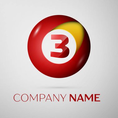 Üç numaralı vektör logo sembol gri arka plan üzerinde renkli daire içinde. Tasarımınız için vektör şablonu