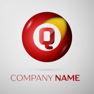Harf Q vektör logo sembol gri arka plan üzerinde renkli daire içinde. Tasarımınız için vektör şablonu
