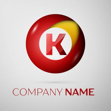 K harfi vektör logo sembol gri arka plan üzerinde renkli daire içinde. Tasarımınız için vektör şablonu