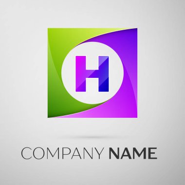 H harfi vektör logo sembol gri arka plan üzerinde renkli meydanında. Tasarımınız için vektör şablonu