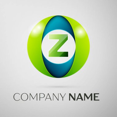 Z harfi vektör logo sembol gri arka plan üzerinde renkli meydanında. Tasarımınız için vektör şablonu